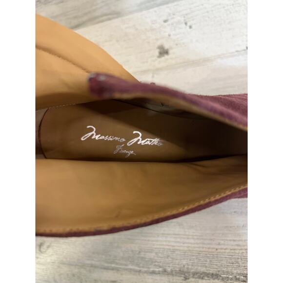 Massimo Matteo Red Burgundy Suede Heel Ankle Boot Womens 9 Italian Leather Sleek - Picture 10 of 10